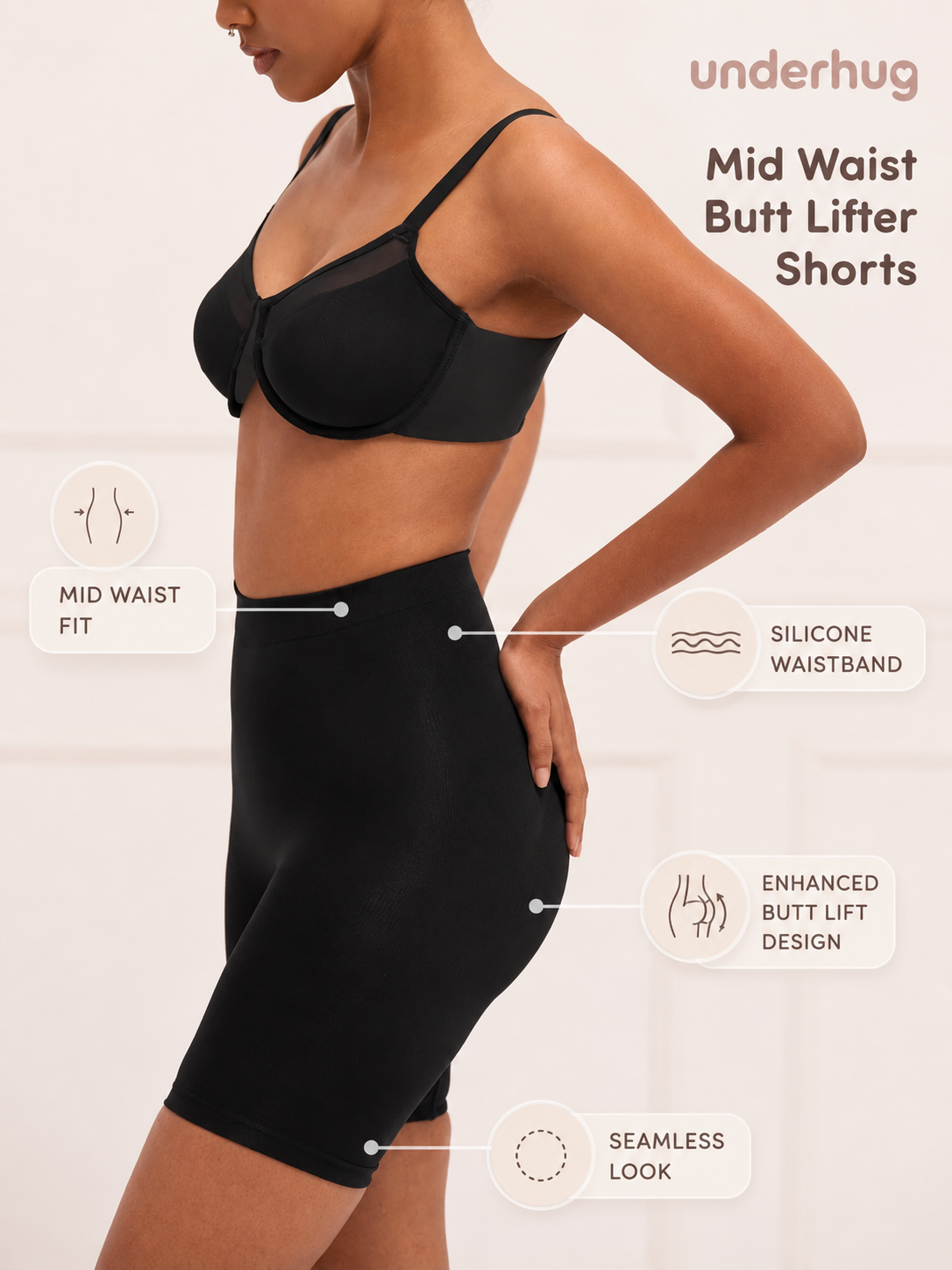 Mid Waist Butt Lifter Shorts